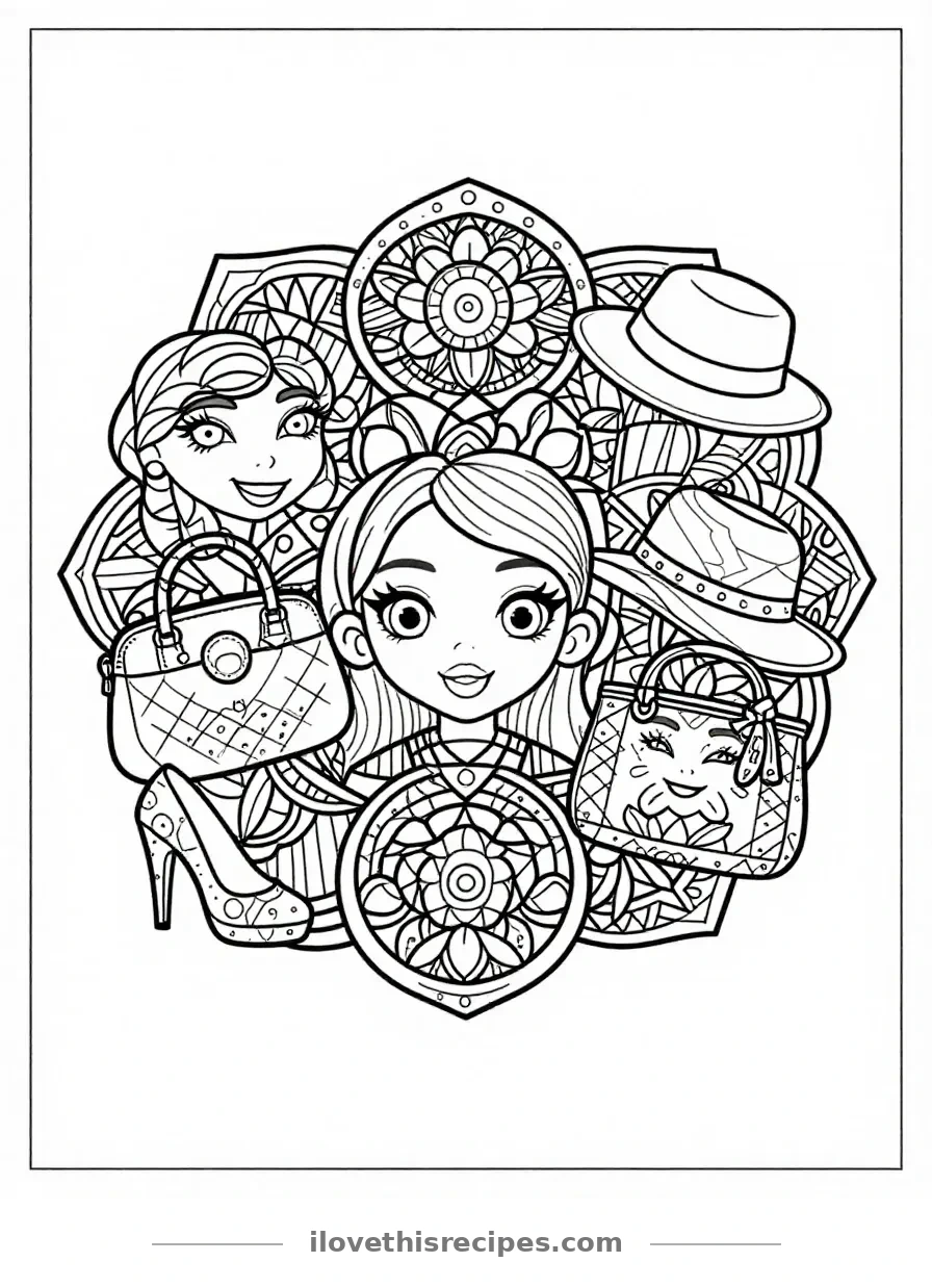 Dreamy Fashion Mandala Coloring Sheet