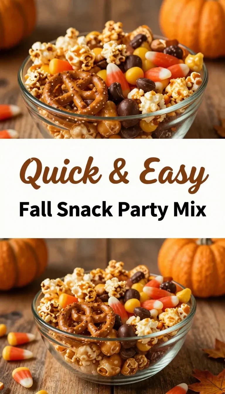 A colorful bowl of fall snack mix featuring nuts, dried fruits, and pumpkin seeds