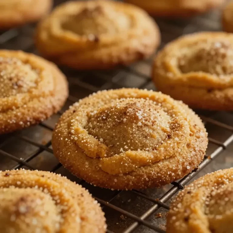 Pumpkin Snickerdoodles Freshly baked pumpkin snickerdoodle cookies on a wooden table