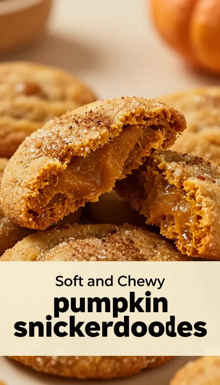 Freshly baked pumpkin snickerdoodle cookies on a wooden table