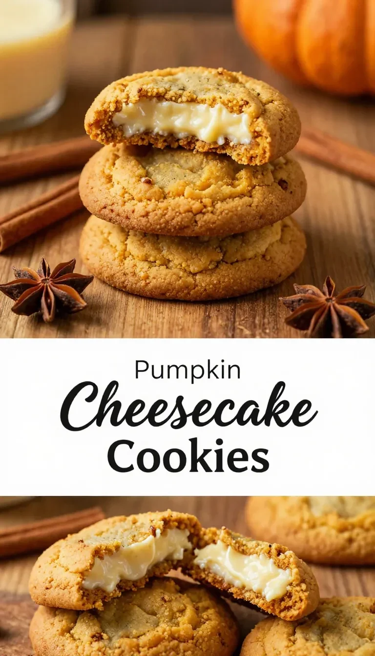 A plate of freshly baked pumpkin cheesecake cookies with a creamy filling