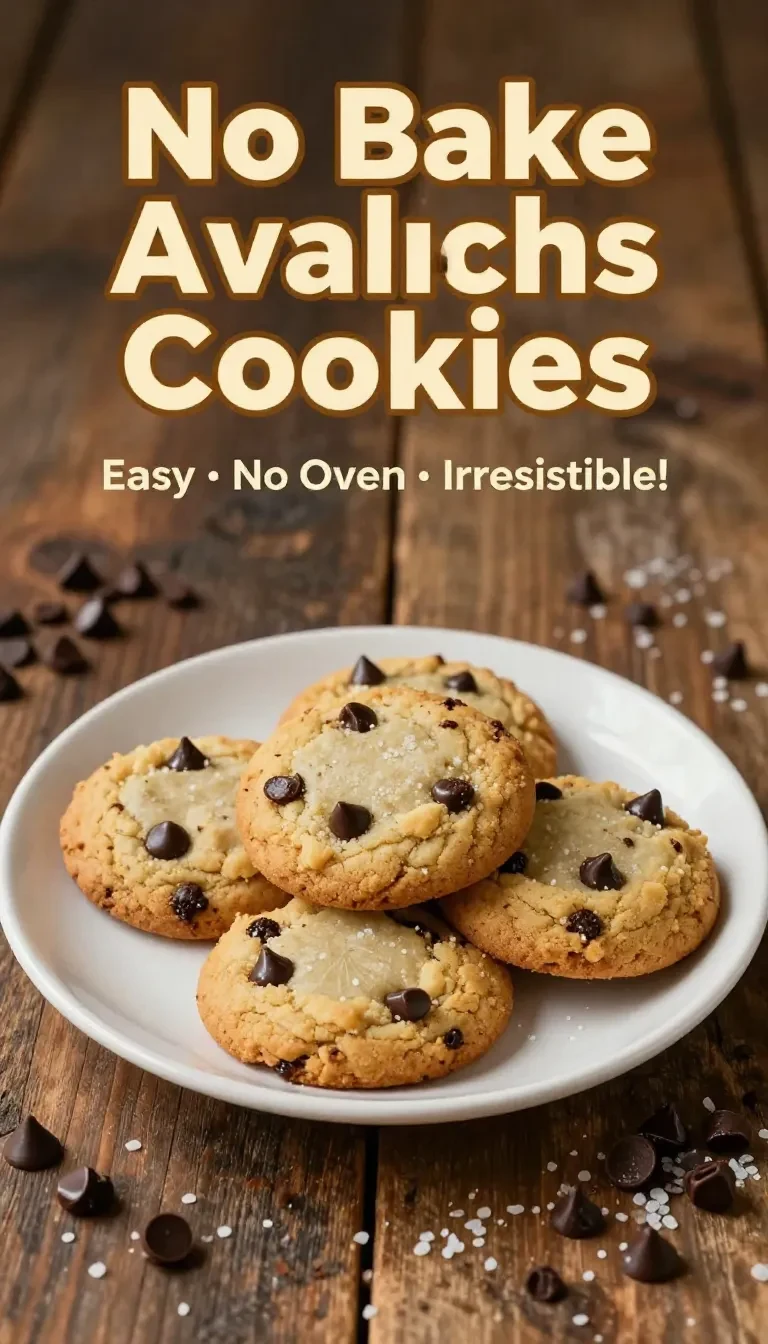 A plate of freshly baked Avalanche Cookies with chocolate chips and white chocolate drizzles