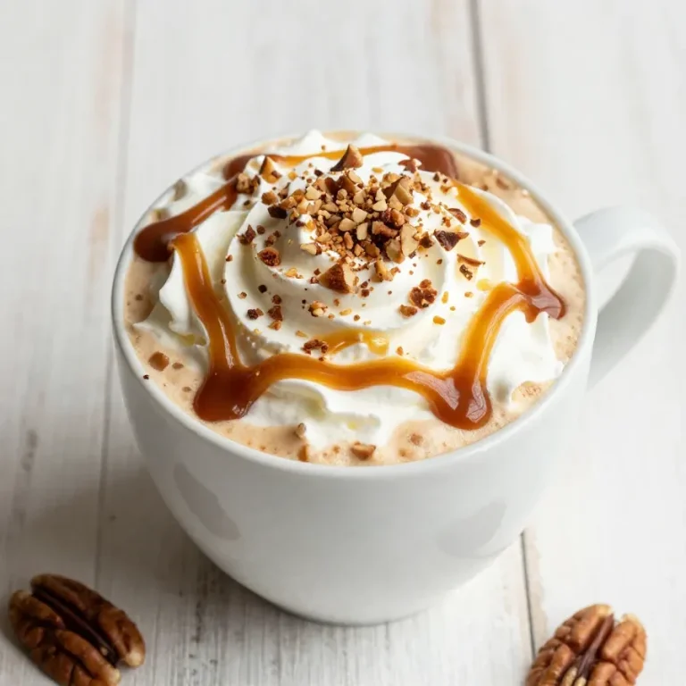 A warm Pumpkin Butter Pecan Latte in a cozy coffee shop setting