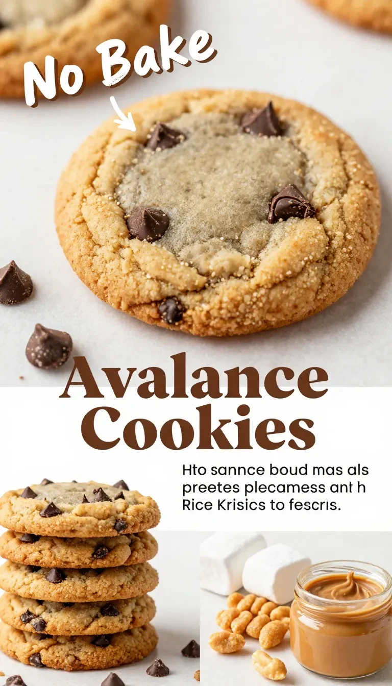 A plate of no-bake avalanche cookies topped with white chocolate and peanut butter