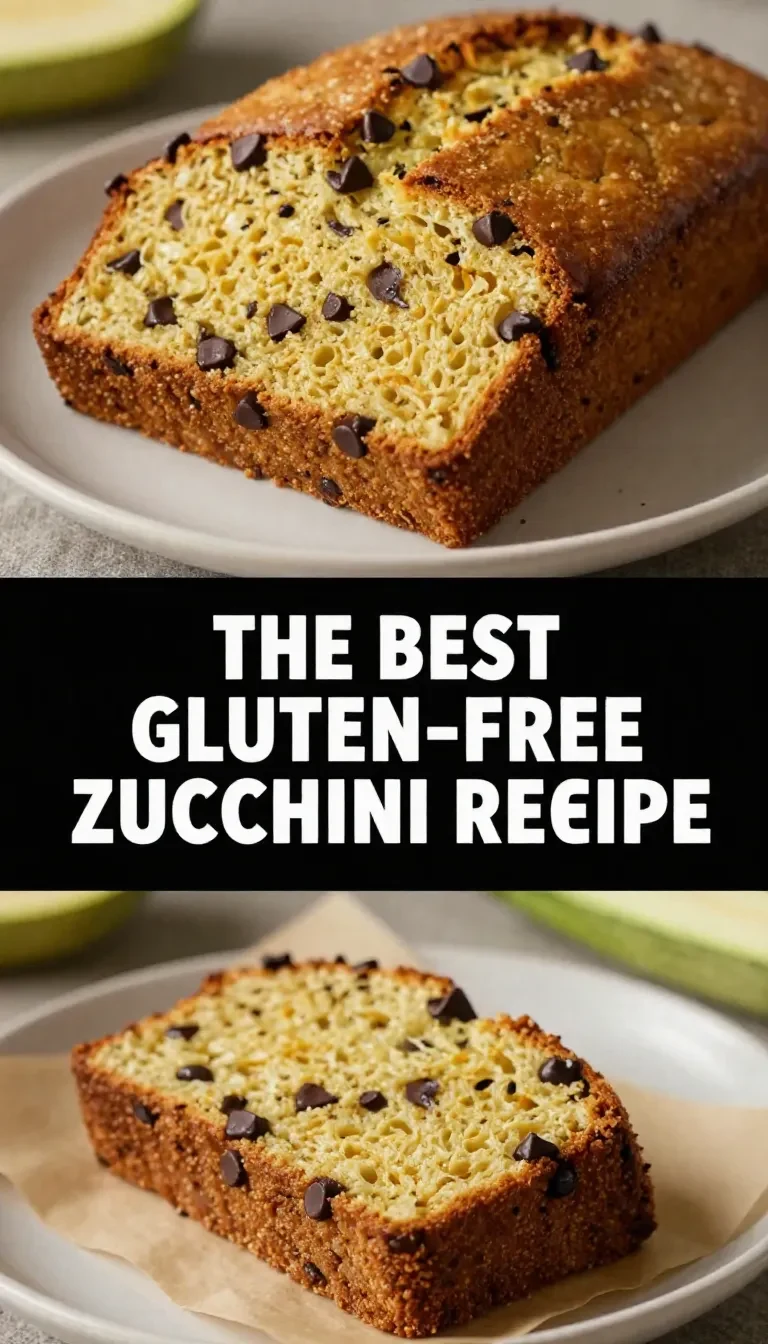 A freshly baked loaf of gluten-free zucchini bread on a wooden cutting board