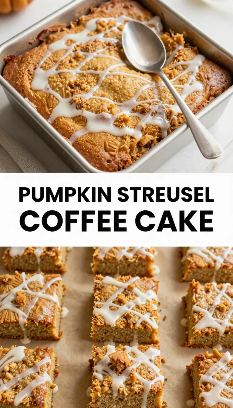 A slice of Cinnamon Streusel Pumpkin Coffee Cake on a white plate with a fork