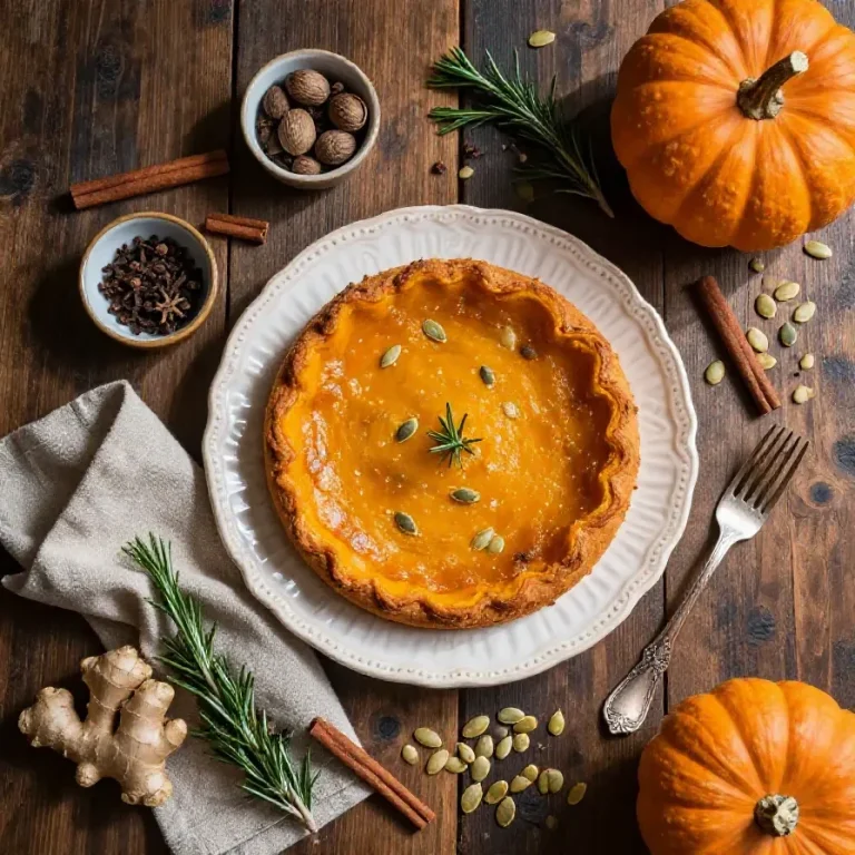 Freshly baked pumpkin muffins arranged on a wooden table with fall-themed decor.
